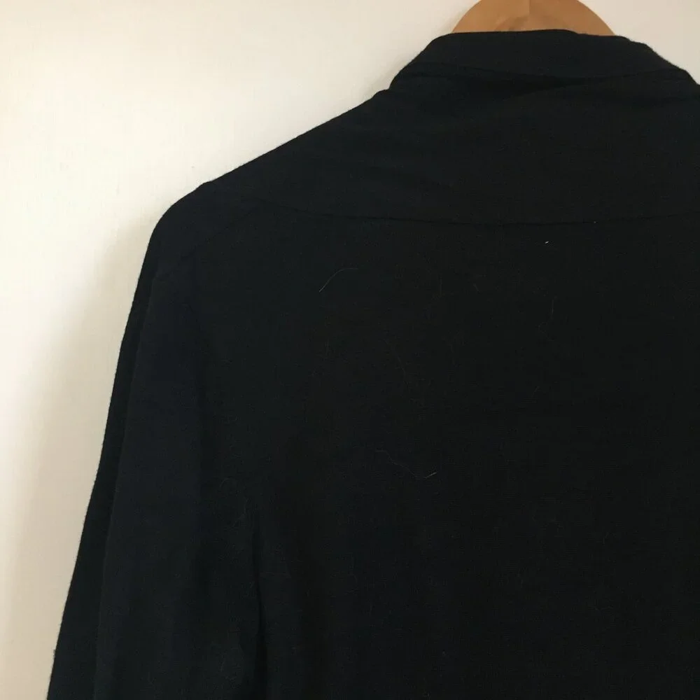 Cyrus Black Rayon Open Cardigan Size Large | Rounded Hem Career Wear Sweater - Picture 5 of 10